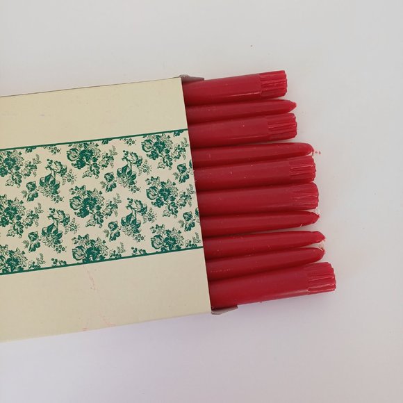 10 Vintage FERN Red Taper Candles 12'' - Picture 4 of 4